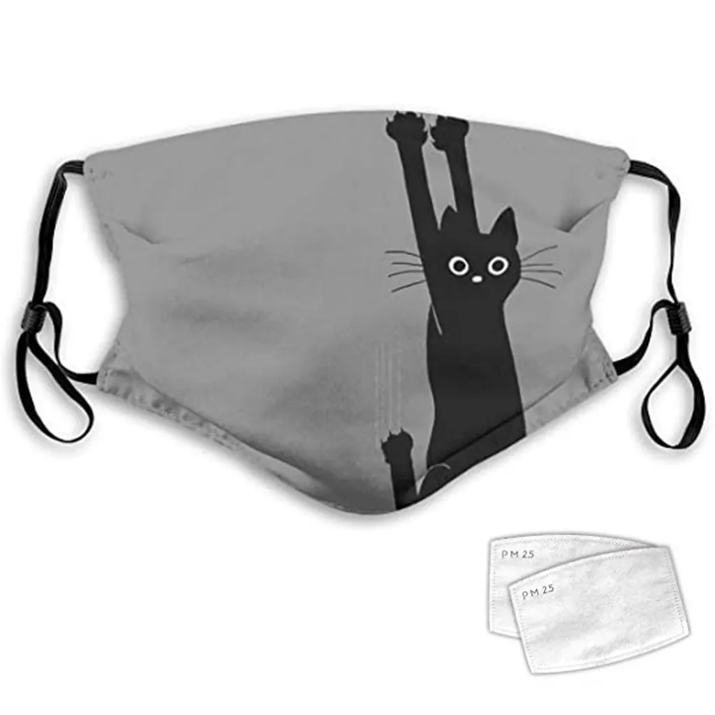 Маска для лица с забавным принтом серых кошек моющаяся многоразовая унисекс