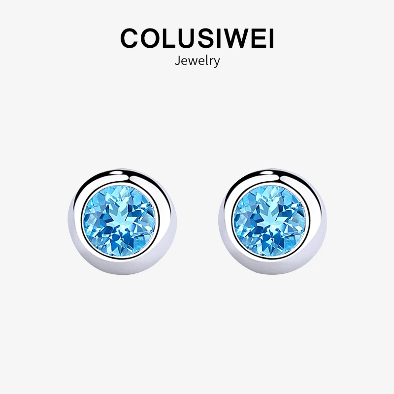 2019 Новые популярные настоящие 925 стерлингового серебра Круглый Рок синего цвета