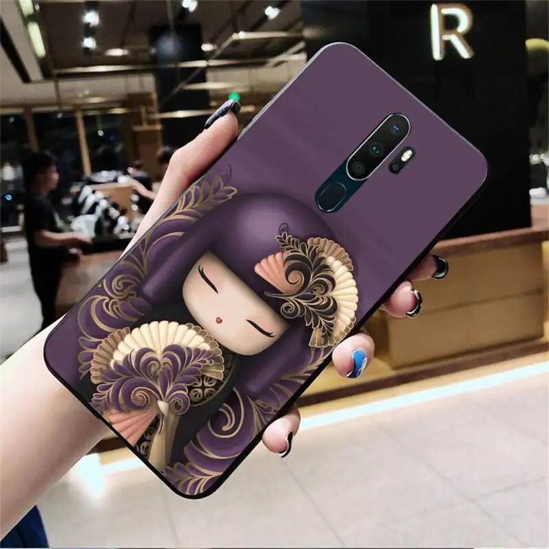 kawaii Japanese Kokeshi doll Black Soft Shell Phone Case Capa For Oppo A5 A9 2020 Reno2 z Renoace 3pro Realme5Pro | Мобильные
