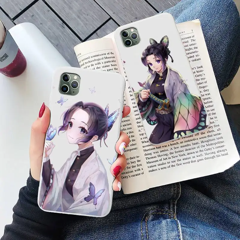 

Kochou Shinobu anime lovely girl Phone Case Candy Color for iPhone 6 6S 7 8 11 12 XS X SE 2020 XR mini pro Plus MAX funda