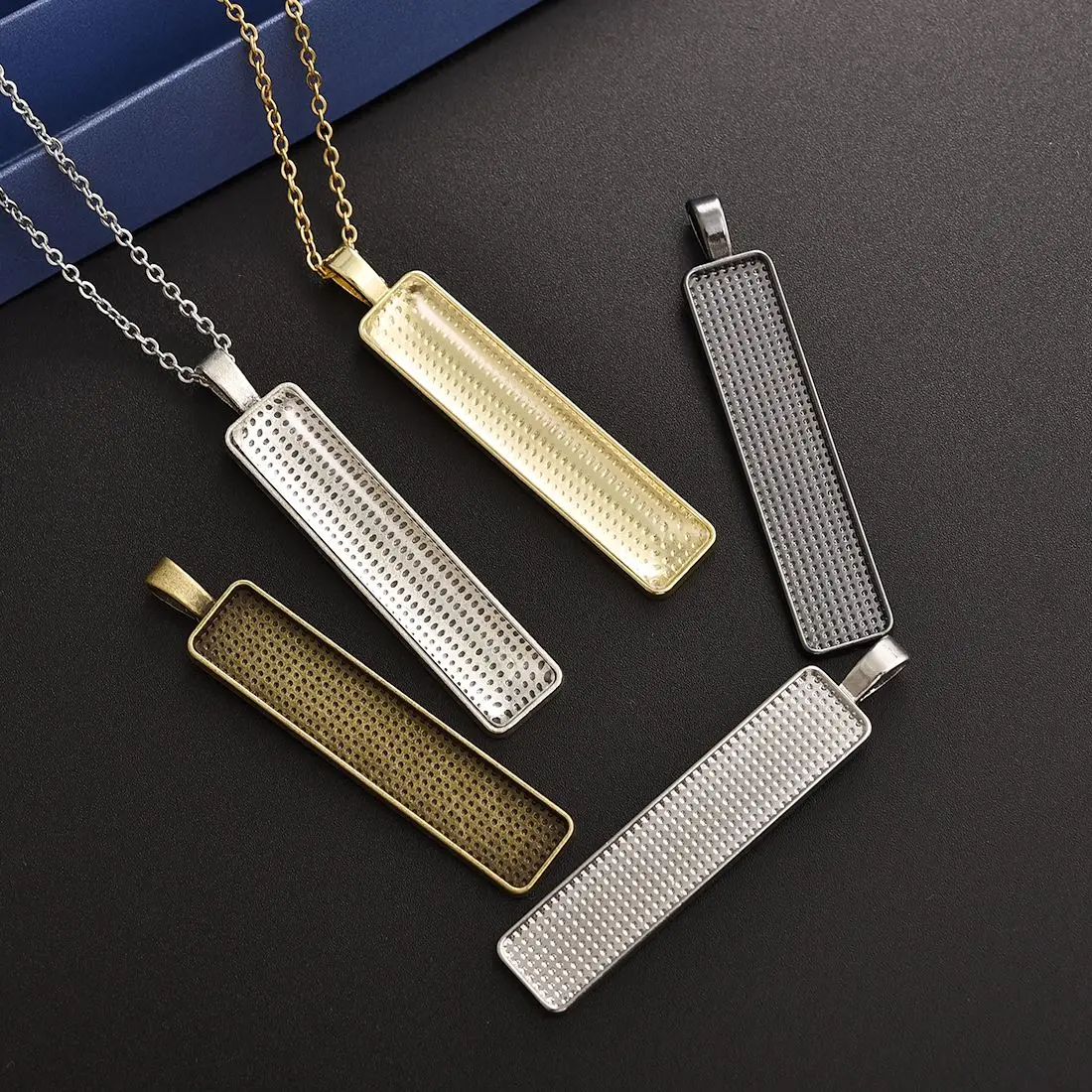 5 шт./10 шт. Прямоугольный кулон кабошон основа настройки сплав Ретро стиль чистый