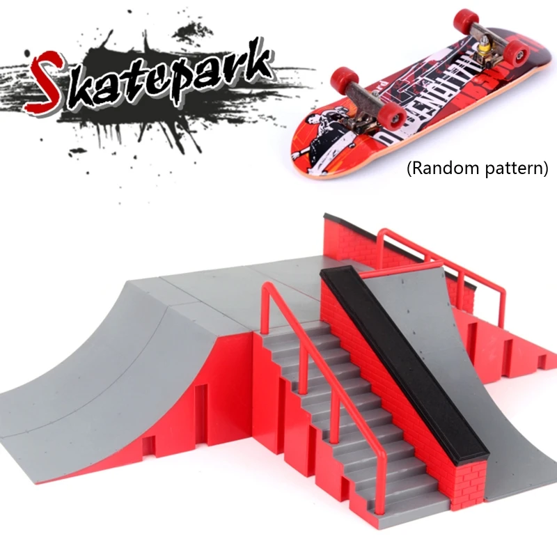 

Finger Skate Park Kit Ramp Parts with 1 Finger Skateboard Mini Scooter Scene for Finger Skateboard Training Props