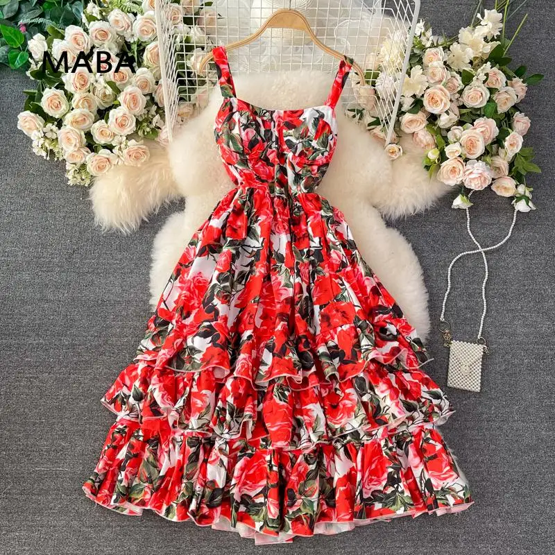 

Fashion Boho Sexy Florar Print Female Vestidos Holiday Beach Strapless Women Dress High Waist Slim Ruffle Chic Femme Robe