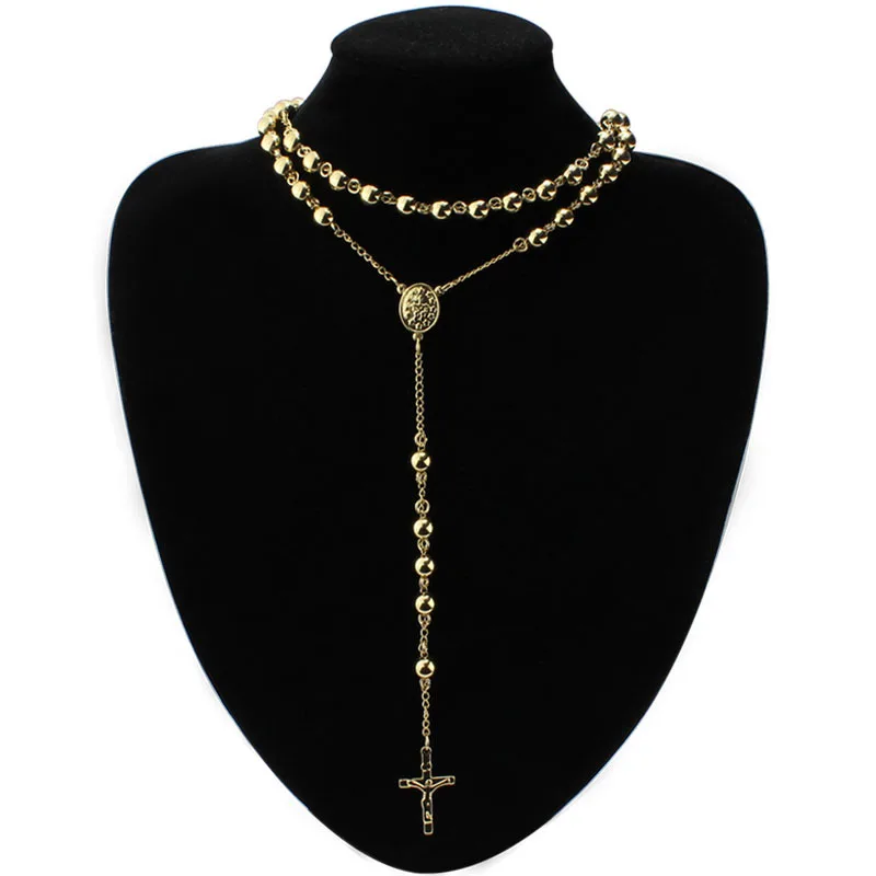 

Tisnium Gold Color Tail Chain High Quality Stainless Steel Sweater Chain Cross Pendant Necklace Wholesale Retail Gift Choker