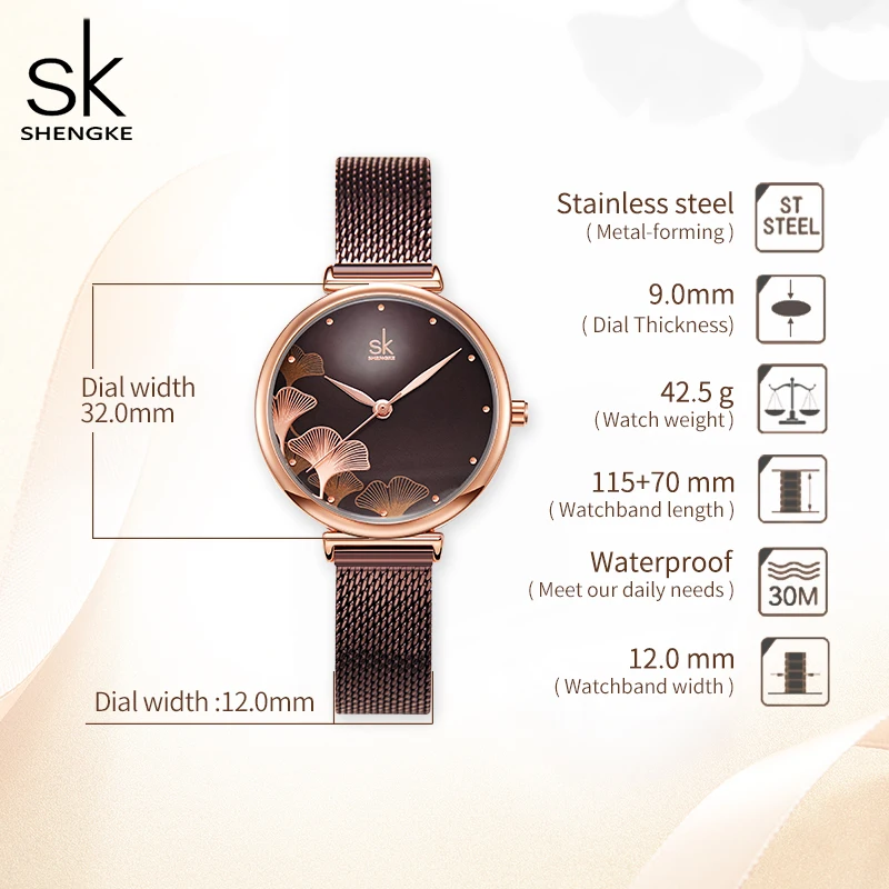 Shengke Новый дизайн женские часы Элегантные 32 мм Циферблат синий сетчатый ремешок