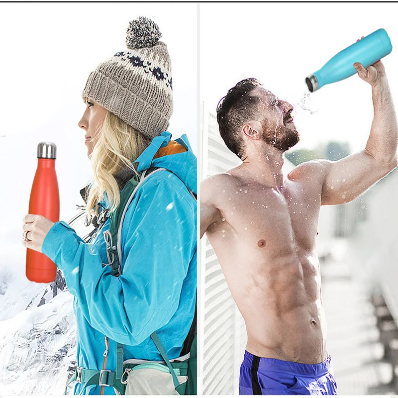 

Water Bottle Stainless Steel Water Bottle Double Wall Vacuum Flask Cola Bottle Leakproof Sport Water Bottle 500/750/1000ml