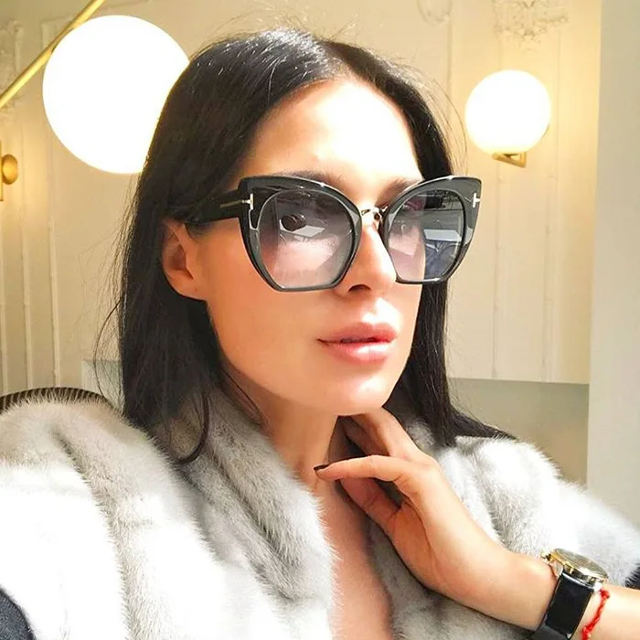 

GCV Retro Woman's Sunglasses Trendy Fashion Cat Eye Luxury Designer Catwalk Colorful Reflective Sunglasses Vintage UV400