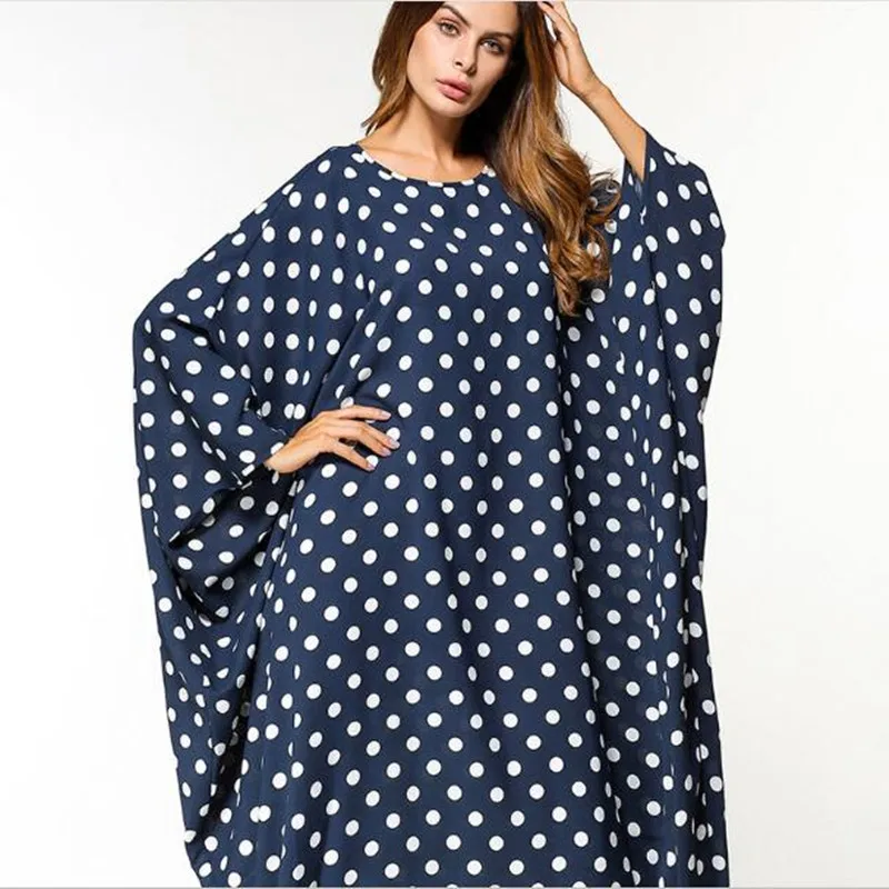 Мусульманское длинное платье для девочки в горошек abaya рукав летучая мышь