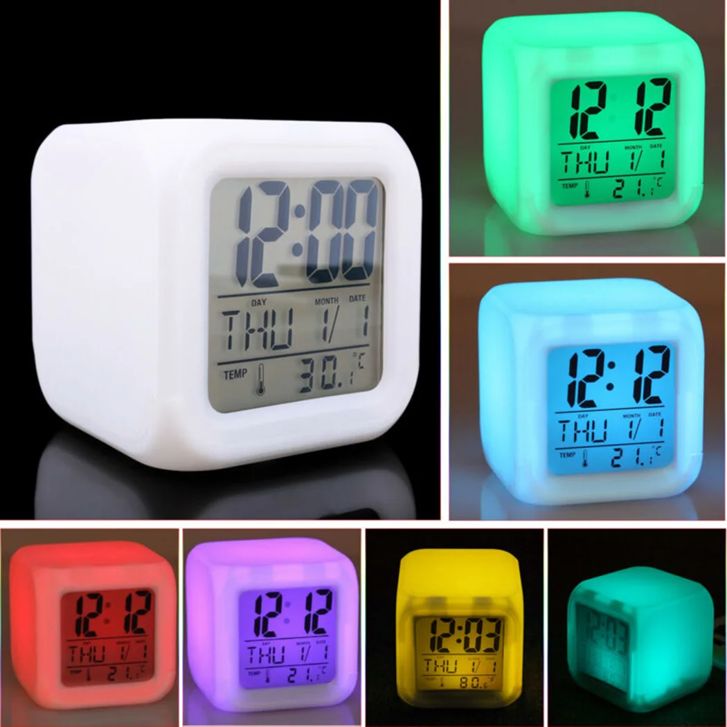 

Thermometer Digital Alarm Clock Light Calendar 12/24-hour 8 Melody LED Digital