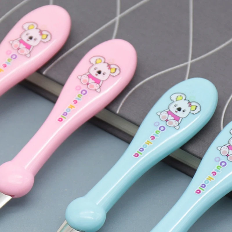 Cartoon Children Koala Stainless Fork Spoon Baby Learn To Eat Training Solid Feeding | Utensils