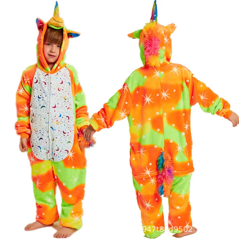 Зимняя Пижама для мальчиков и девочек детская пижама в виде единорога детский