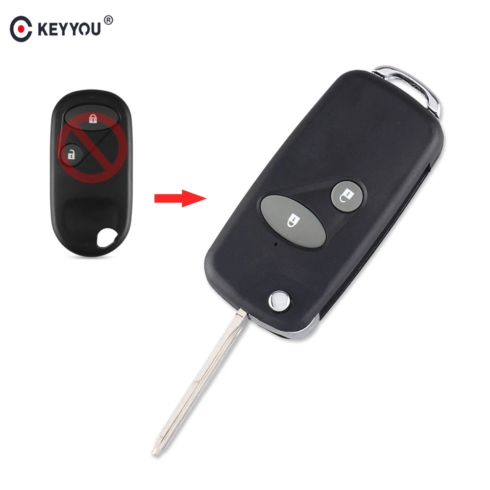 

KEYYOU 2 Buttons Modified Flip Folding Remote Car Key Case Shell For Honda Accord Civic HRV CRV S2000