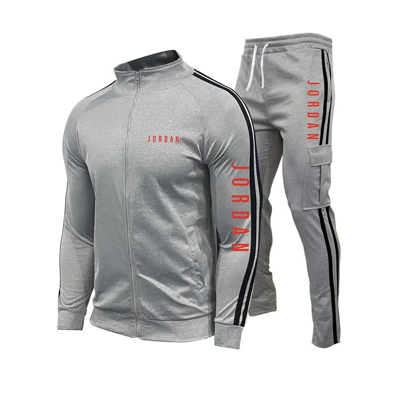 

Men Sportswear Set Brand Mens Tracksuit Sporting Fitness Clothing Two Pieces Long Sleeve Jacket + Pants Casual Men's Track Suit
