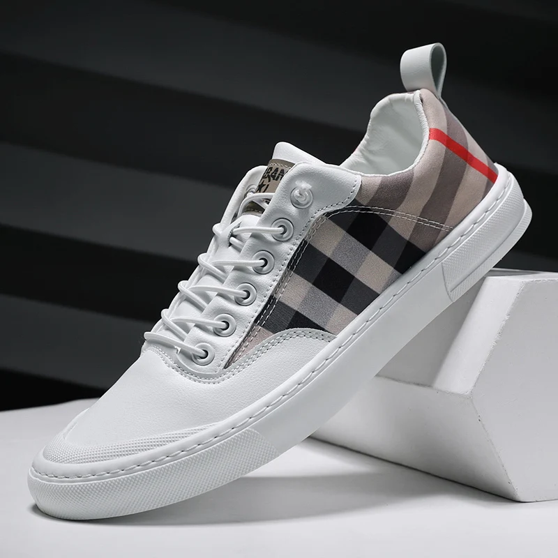 

2020 Men's Outdoor Sports Shoes Casual Plaid Cloth Shoes Breathable Non-slip Shoes Lace-up Walking Shoes Zapatillas De Deporte