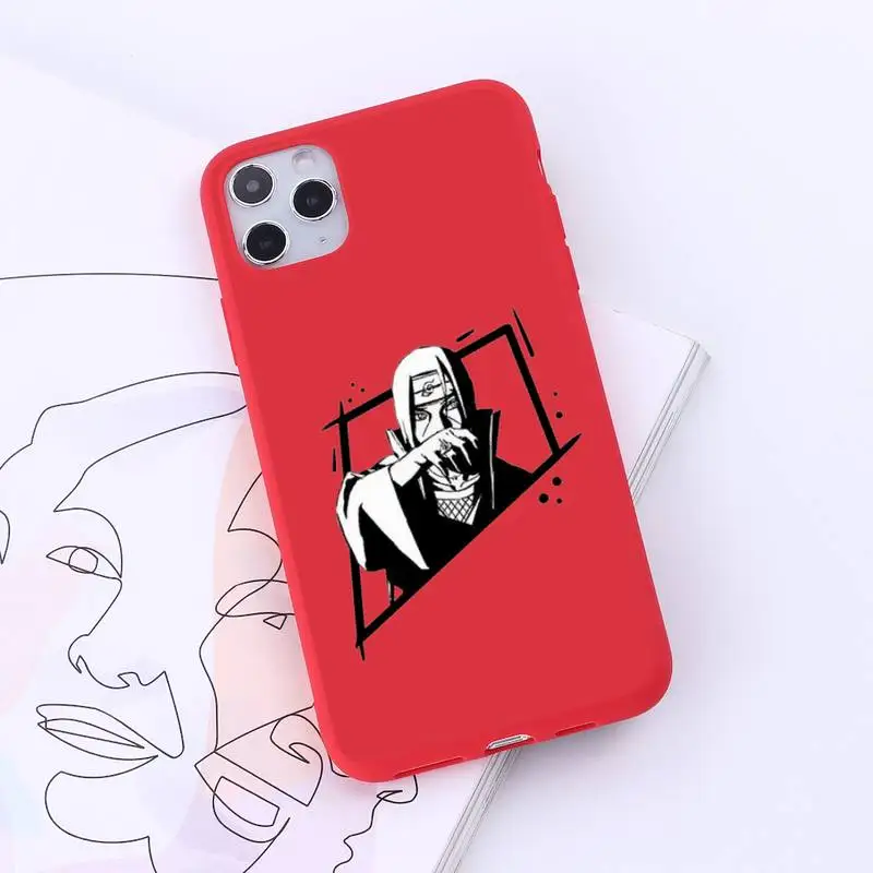 

Anime Naruto Uchiha Itachi Phone Case Red Candy Color for iPhone 6 7 8 11 12 s mini pro X XS XR MAX Plus
