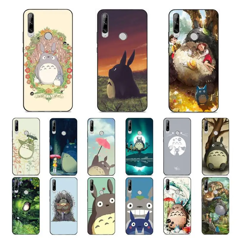 

YNDFCNB Cute Anime Happy Totoro Phone Case for Huawei Y 6 9 7 5 8s prime 2019 2018 enjoy 7 plus
