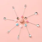 1 шт. Кухонные гаджеты 4 цвета ложкавилка многофункциональная для торта кофе Десерт мультяшная чайная ложка из нержавеющей стали ложки для помешивания