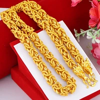 handsome chain necklace men hip hop thick jewelry yellow gold filled punk male accessories gift
