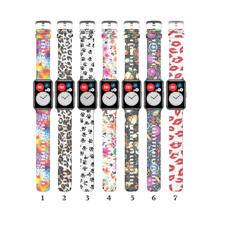 

Printing Silicone Strap for -Huawei Watch Fit Smart Watches Soft Sport Waterproof Wrist Band Watchband Bracelet Accessories X6HB