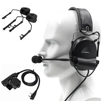 tactical comtac ii hearing protection noise reduction hunting shooting headset and tactical u94 ptt and arc helmet track adapter