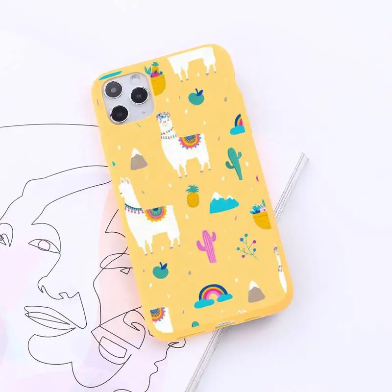 

Lama Llama Alpacas cute cartoon animal high quality Phone Case Candy Color for iPhone 6 7 8 11 12 s mini pro X XS XR MAX Plus