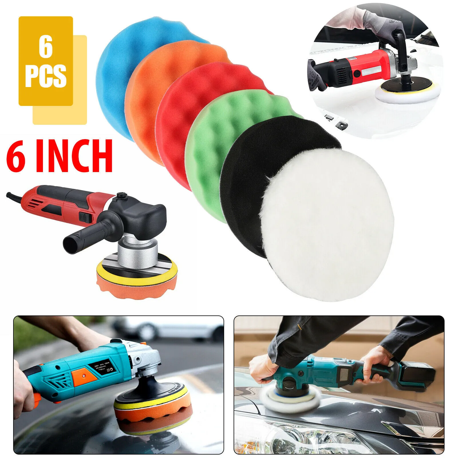 

Kit Polishing Pad Reusable Round Set Sponge Washable Waxing 6 Inch Wool Car