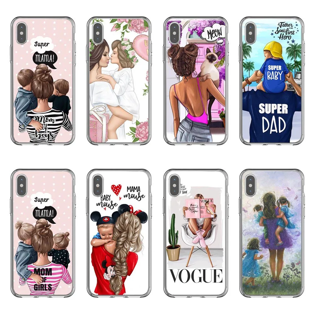 Черный Коричневый чехол для телефона мамы девочки королевы 01 Iphone 5 5s se 6 6splus 7 8 Plus X10