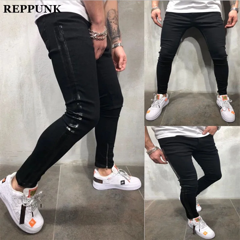 REPPUNK 2020 джинсы мужские брюки крутые черные с дырками брендовые дизайнерские