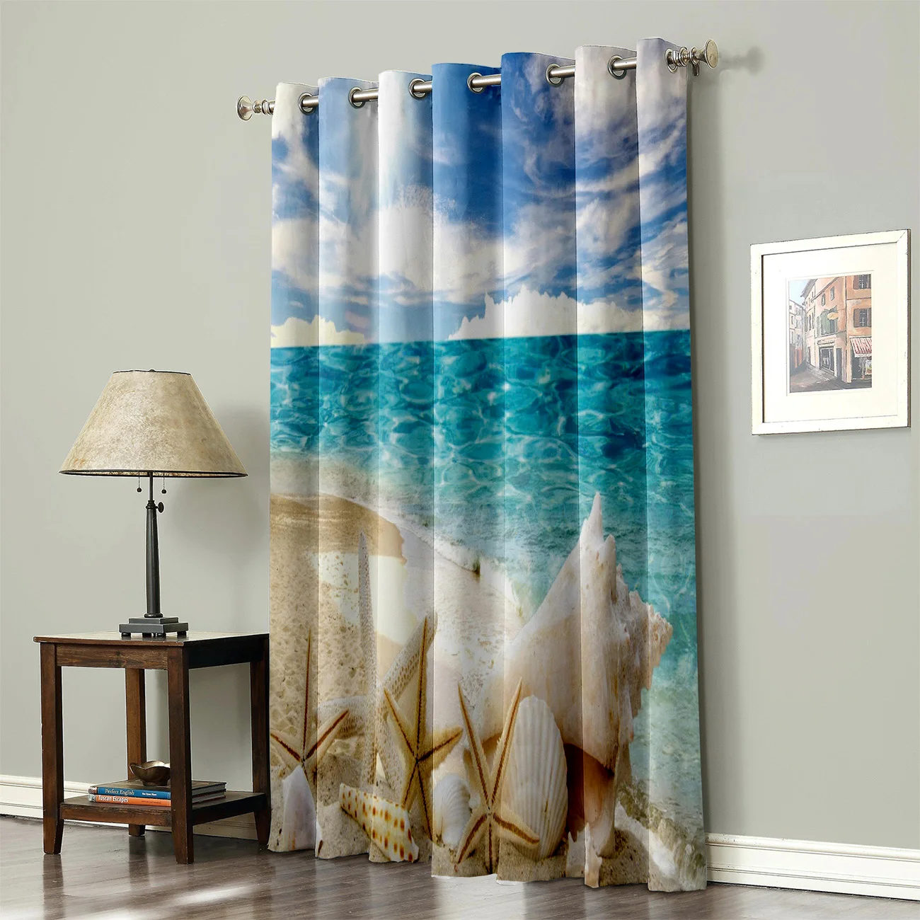 Солнечный пляж Ракушки Морская звезда оконные занавески балдахин Гостиная Декор