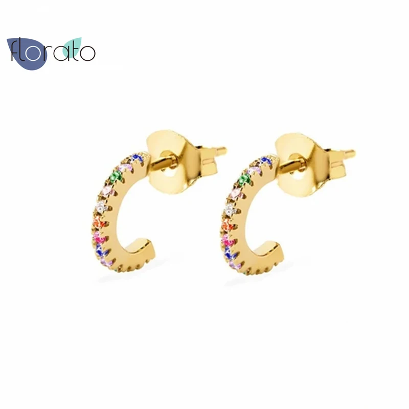 

925 Sterling Silver Stud Earring For Women Simple C-Shaped Letter Exquisite Pierced Earrings Birthday Cake Fashion Jewelry A50