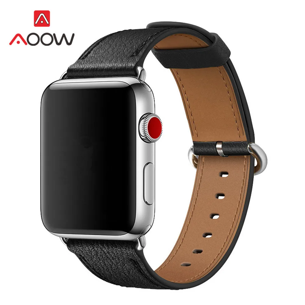 Ремешок для часов из натуральной кожи для Apple Watch 38 мм 42 мм круглый хвост синий желтый мужской женский браслет ремешок для iwatch 1 2 3 4