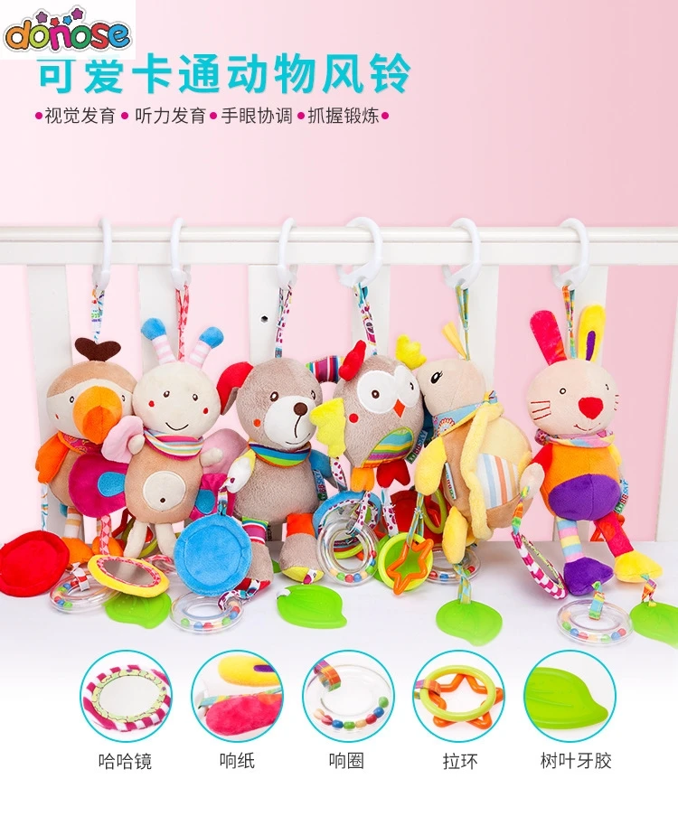 

Baby Rattle Soft plush Infant Crib Bed Stroller hang colour colourful Toy Newborns Car Seat Educational Education Toys months