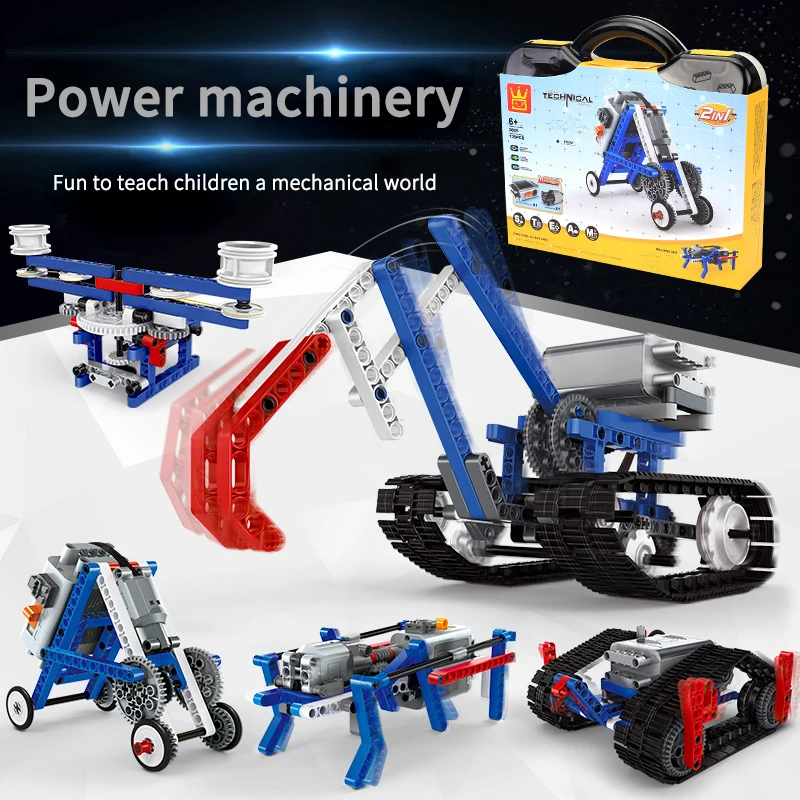 

339PCS City Power Machinery RC Excavator Building Blocks 2 in 1 Compatible Electric Bricks Educational Toys For Children
