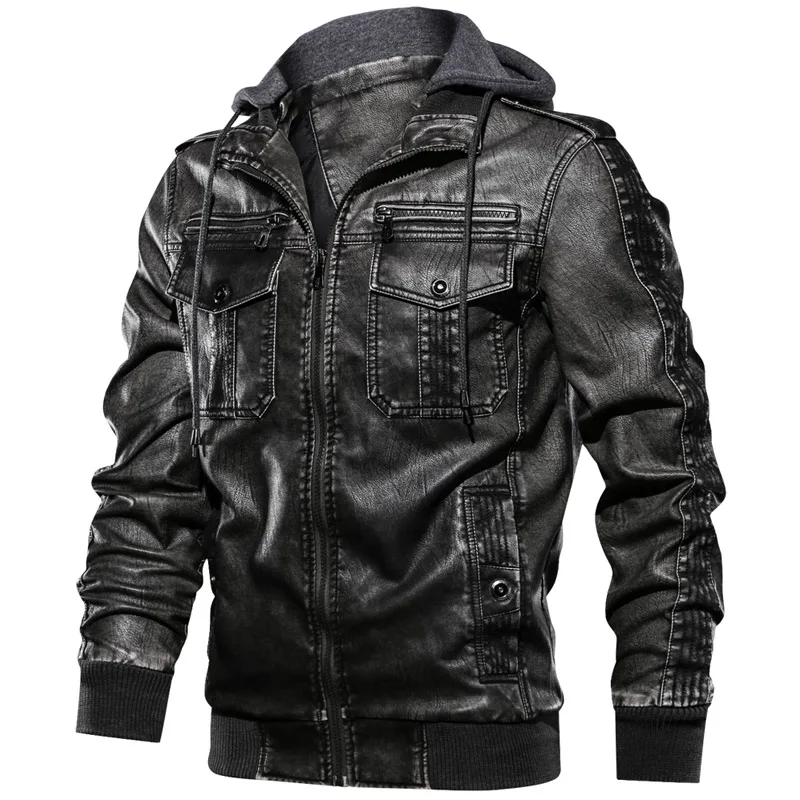 2901 dark grey Кожаная мужская куртка, модная осенне-зимняя верхняя одежда, байкерские мотоциклетные куртки, jaqueta de couro, мужское повседневное пальто из искусственной кожи на молнии - Цвет: 2901 dark grey