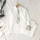 Женская летняя деловая рубашка JK стиль с длинным рукавом однотонные белые топы с галстуком для студентов японские корейские женские рубашки в стиле Харадзюку