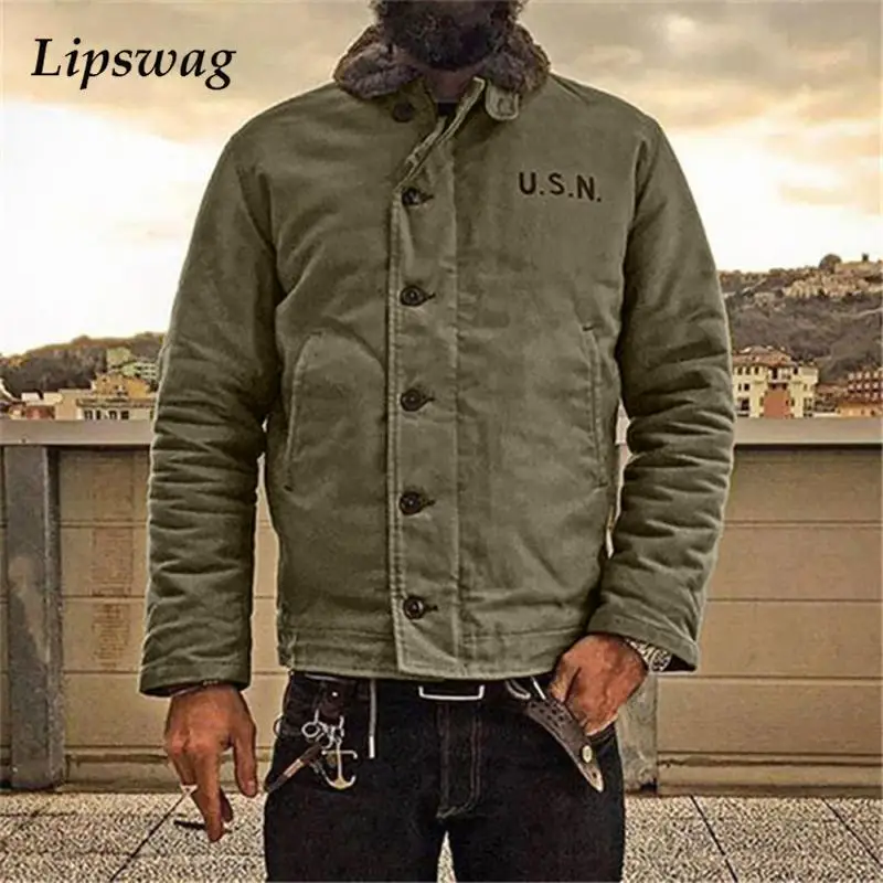 

Casual Side Pocket Design Men Jacket Outwear Winter Long Sleeve Fleece Thick Coat Retro Lapel Single Breasted Mens Cardigan Tops