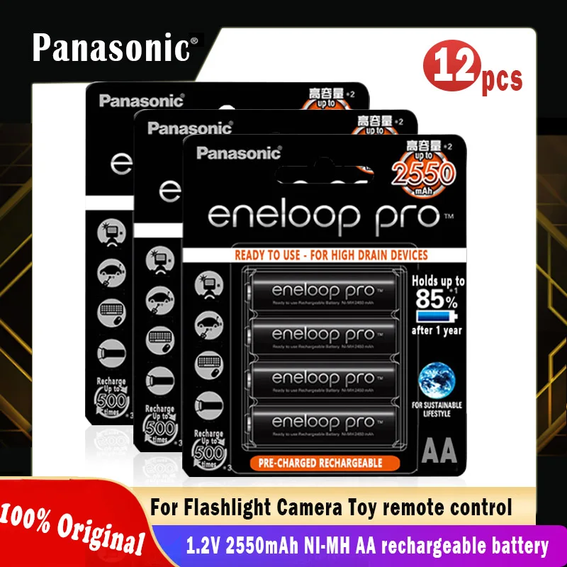 Оригинальные перезаряжаемые аккумуляторы Panasonic Eneloop 1 2 в 2550 мАч Ni MH для камеры