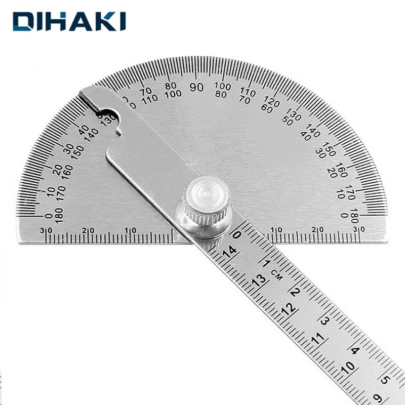 

180 градусов угловой измерительный прибор Регулируемый транспортир Многофункциональный Нержавеющая сталь Круглоголовые Математика измер...