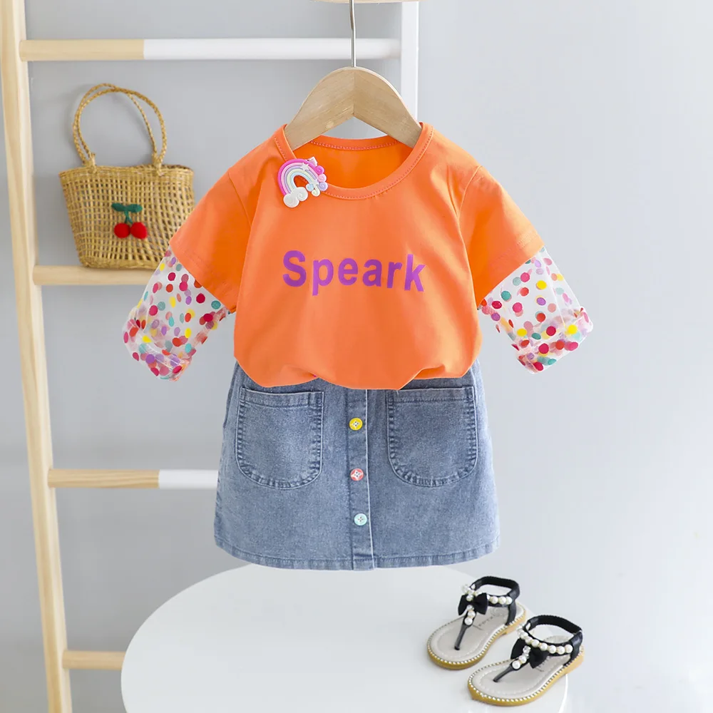 2 шт./компл. джинсовая Футболка с принтом для девочек | Мать и ребенок