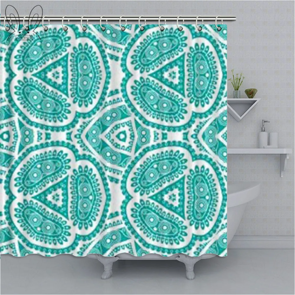 

Tribal Hippie Ethnic Floral Leaves Bathroom Curtain Mandala Rounds Waterproof Shower Curtain Polyester Fabric Bathing Cover Sets