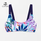 CUPSHEфиолетовый лиф-бикини с листочками, только для женщин, сексуальный u-образный вырез, Съемный Мягкий Топ на бретелях, 2022, пляжный раздельный купальник, бюстгальтер, Топ