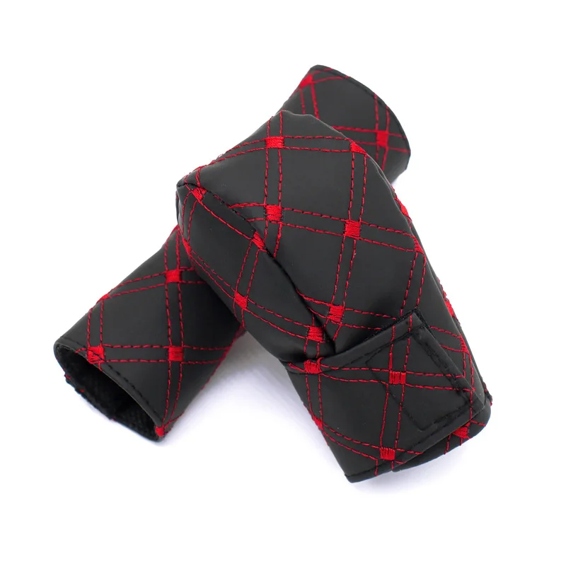 

Car Leather Gear Shift Knob Cover Hand Brake Cover Sleeve1 Set Professional Car Interior Shift Knob Cover