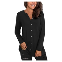 womens long sleeve cardigan jacket button t shirt color block casual loose top autumn top slimming top camisas de mujer