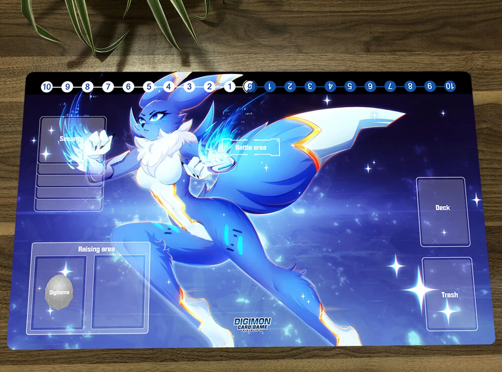 

Anime Digimon Duel Playmat Renamon Trading Card Game Mat DTCG CCG Mat Mouse Pad Desk TCG Gaming Play Mat & Card Zones Free Bag