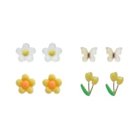 cute 8pcsset romantic colorful acrylic butterfly flower earrings irregular geometric mini studs earrings for women jewelry gift