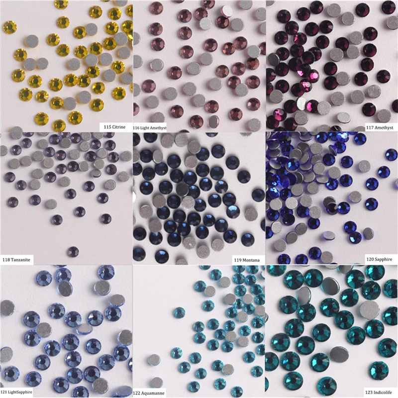 

PrettyG 1440pcs SS3 Pure Color Nail Crystals AB Nail Art Sparkly Round Flatback Rhinestones, Non-Self-Adhesive CY-S3