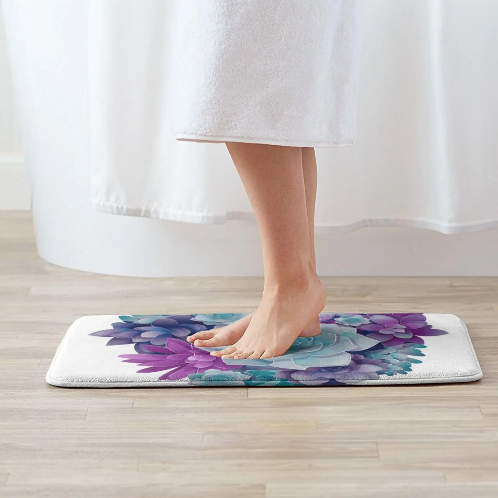 Succulent Love Ii Mat Rug Carpet Anti-Slip Bedroom Entrance Door Colors Blue Purple Creative Digitalart Graphicdesign |