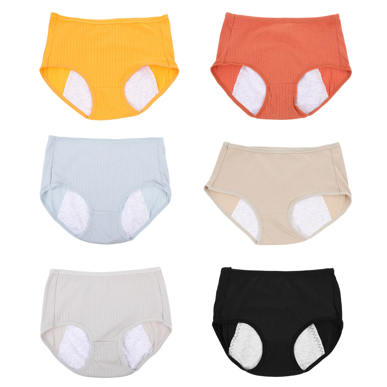 

6pcs Middle Waist Side Leakage Proof Cotton Underwear (Assorted Color)