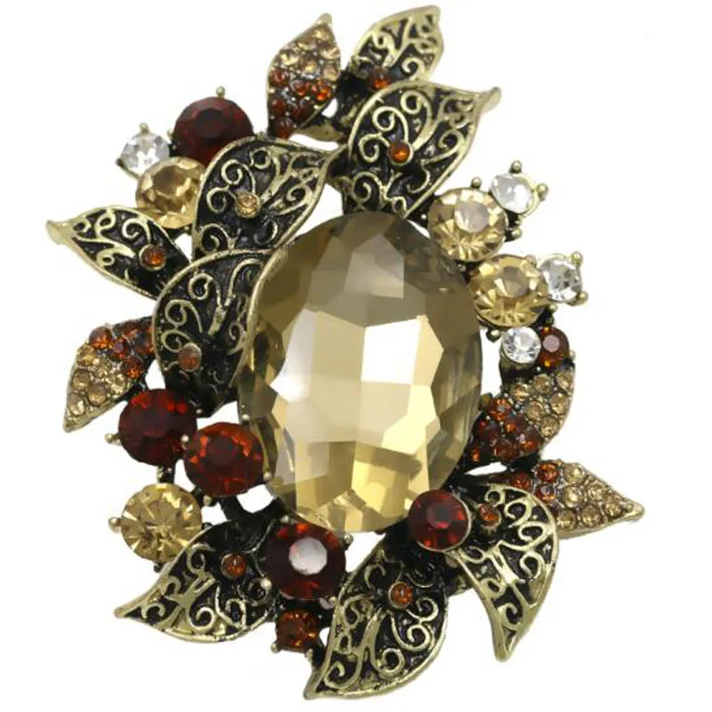 Винтажная Женская Цветочная Брошь новое сердце стразы и Большой акриловый