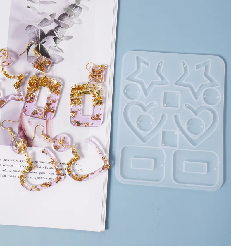 

5pcs Clear Mixed Shape Pendant Silicone Molds Resin Casting Molds For DIY Epoxy Resin Earring Jewelry Making 124x95x4mm
